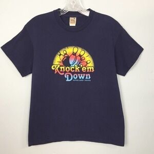 VINTAGE Fossil Knock ‘em Down Gutter Lanes Indiana Graphic T-Shirt Unisex Size M